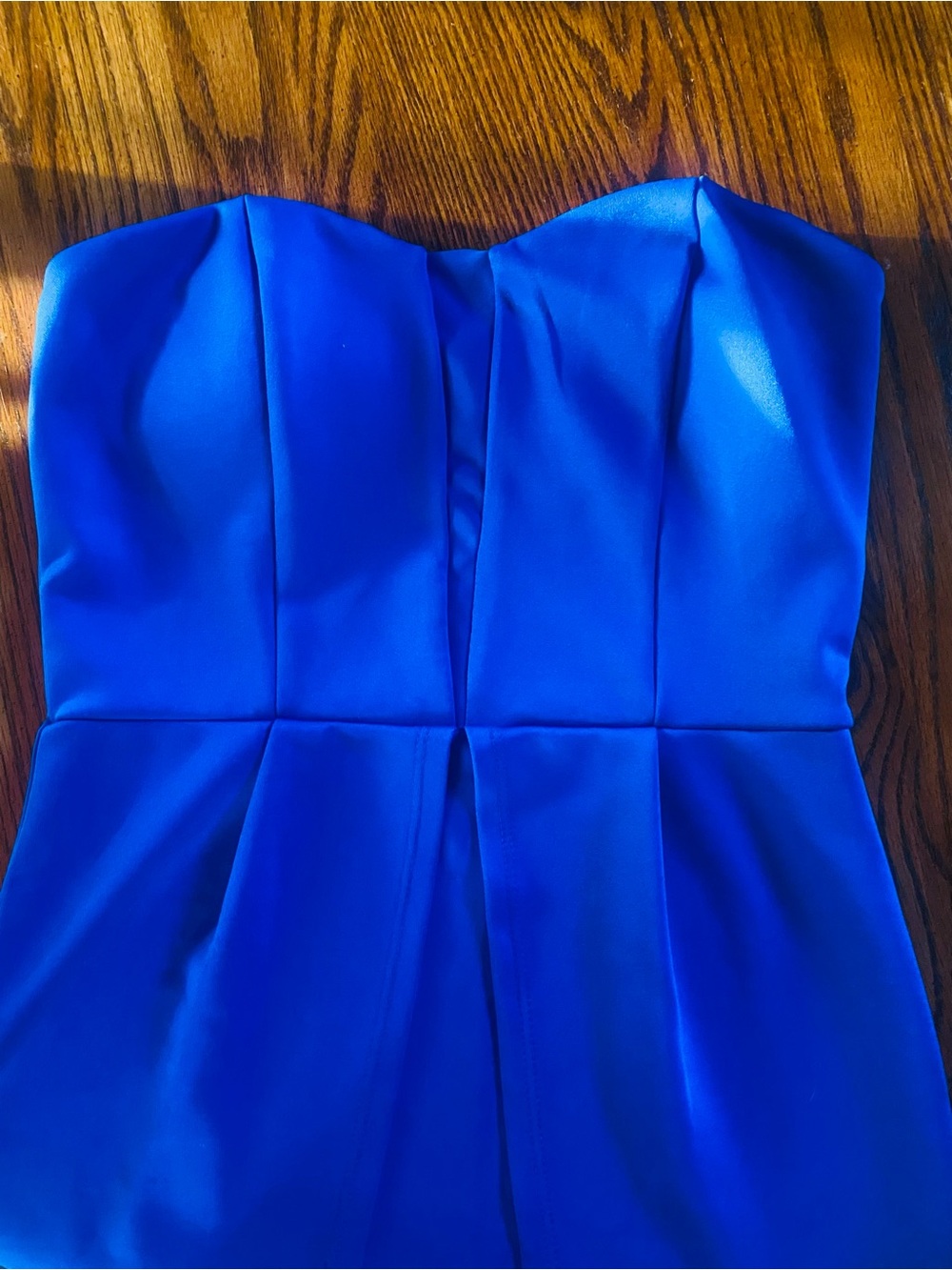 Charlotte Russe Strapless Satin Dress in Cobalt Blue